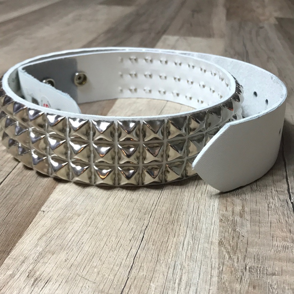 White studded belt